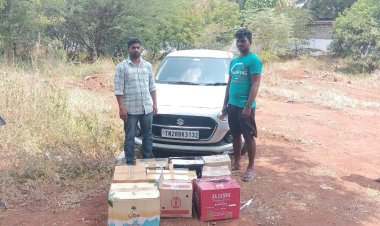 நாமக்கல் மதுவிலக்கு போலீசார் அதிரடி | ராசிபுரம் அருகே காரில் கடத்தி வரப்பட்ட பாண்டிச்சேரி மதுபான பாட்டில்கள் பறிமுதல்