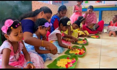 அங்கன்வாடி மையங்களில் வித்யரம்பம் நிகழ்ச்சி: ஆர்வத்துடன் குழந்தைகள் பங்கேற்பு